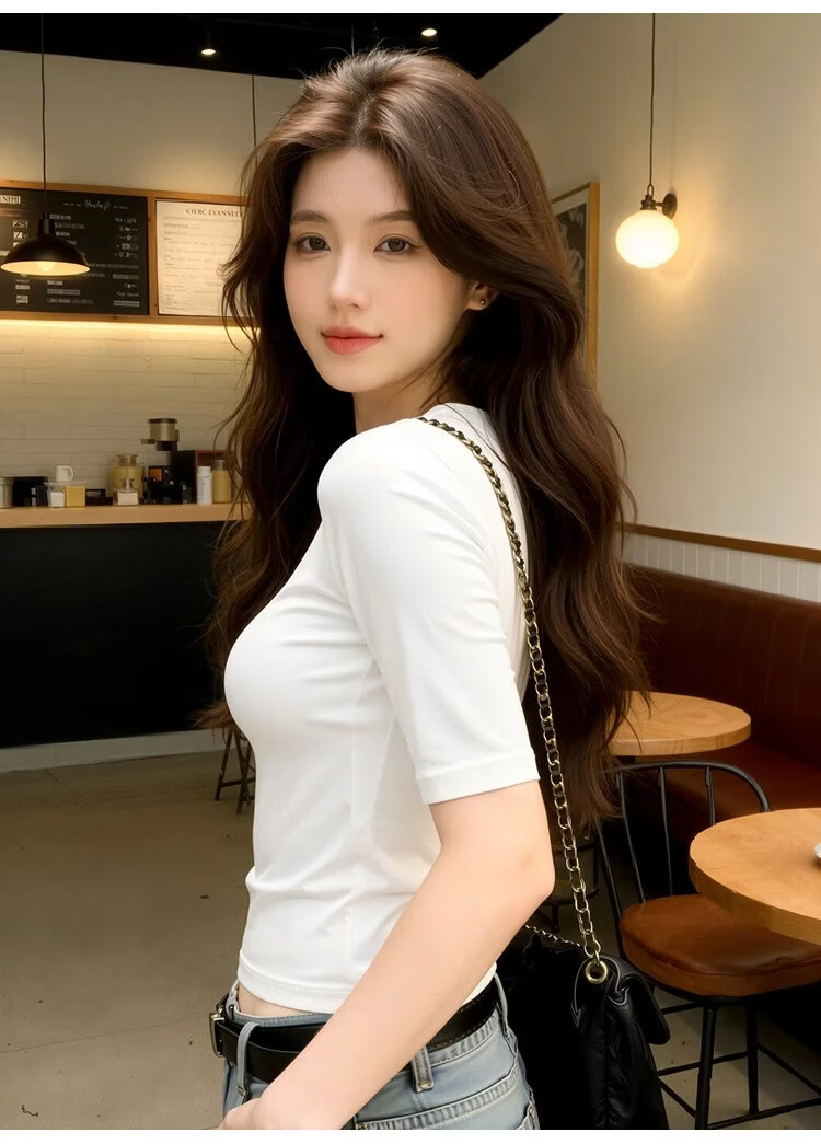 Urban Beauty Solid Color Short Sleeve Women's Slim Fit Breathable T-Shirt, Black XL 9