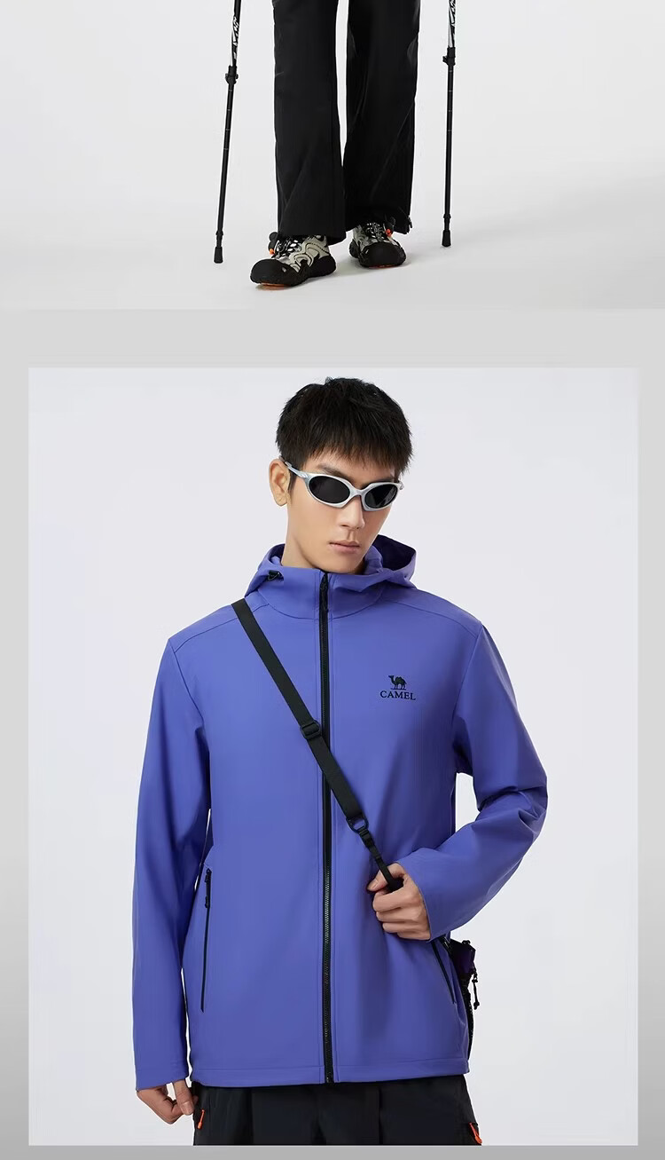 Camel [Three-Proof] Unisex Outdoor Softshell Jacket Women's Spring 2026 Windproof Water-Repellent Insulated Oil-Resistant 14