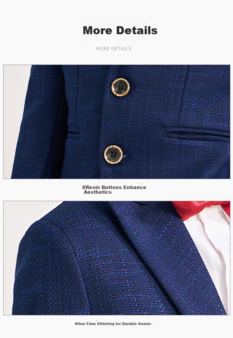 Romon Children's Suit Formal Wear Stylish British Flower Boy Set Boys Navy Blue Honeycomb Fleece Five-Piece Set Size 110 26