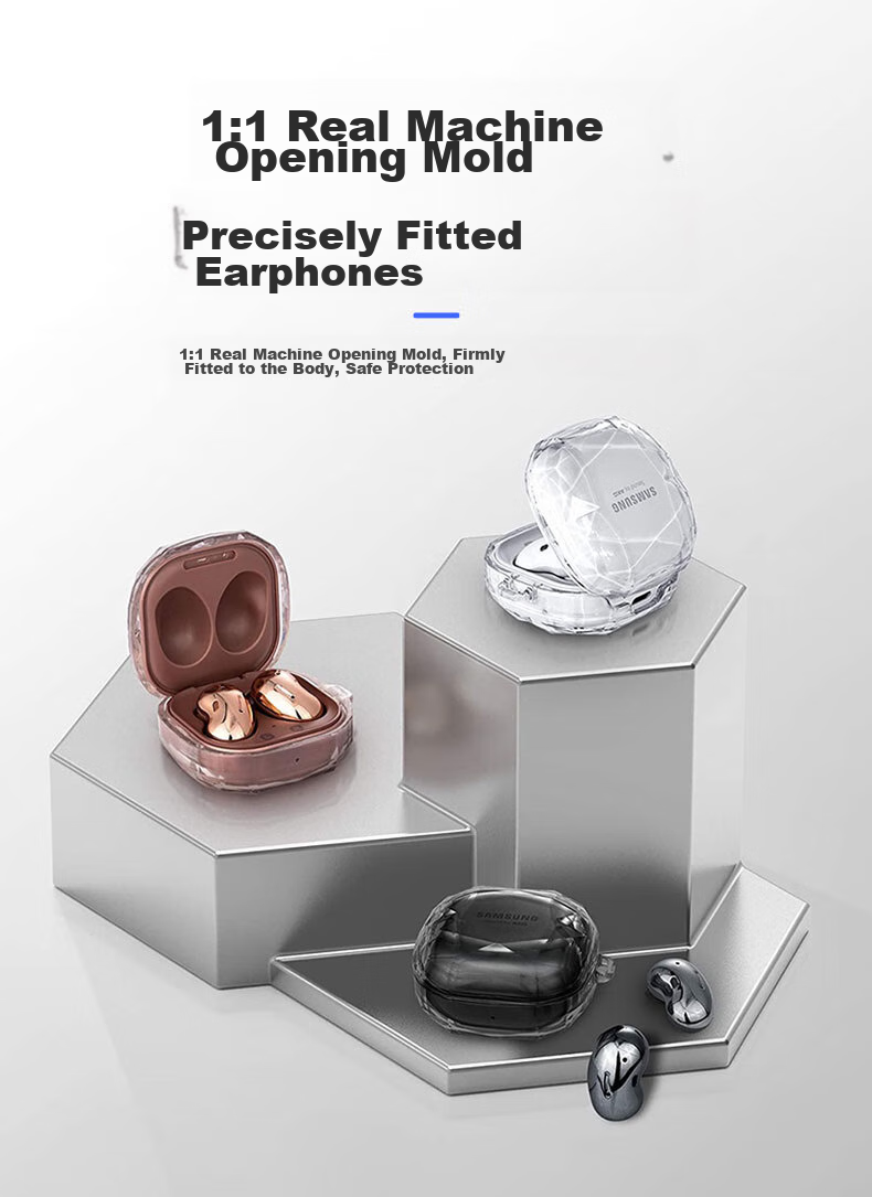 KMaxAI Protective Case for Samsung Galaxy Buds 2 Pro/ANC True Wireless Earphones, Compatible with Buds Live/FE Pure Color, with Hook, Glossy Hard Shell, Transparent 6