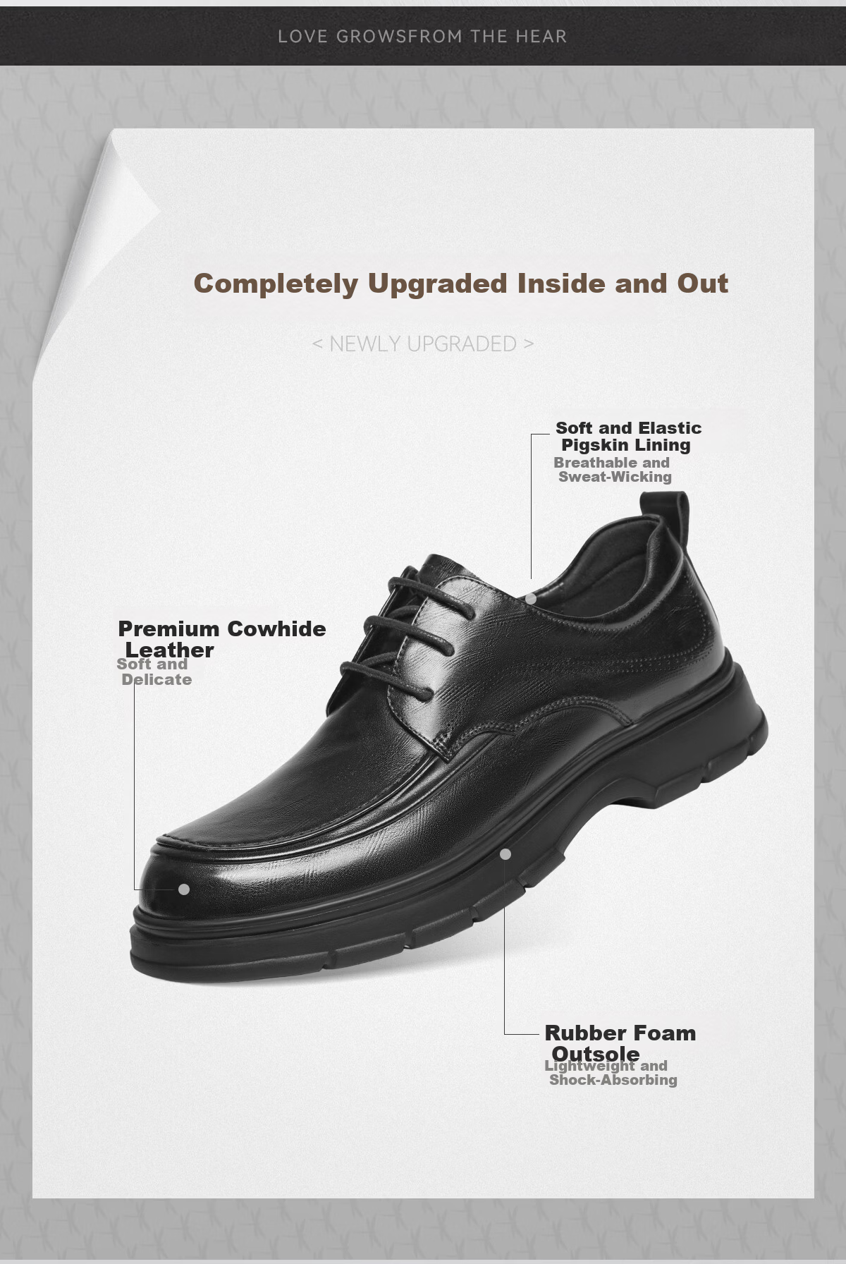 Red Dragonfly Formal Leather Shoes 26 Spring New Cowhide Thick Sole Men's Business Commuter Shoes WTA16059 Black 39 2