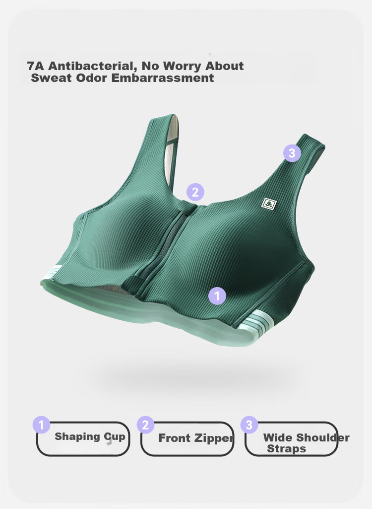 Jiusuiban Front Zipper Sports Bra for Girls 15-18 Years Old Shockproof Fitness Training Yoga Vest 4