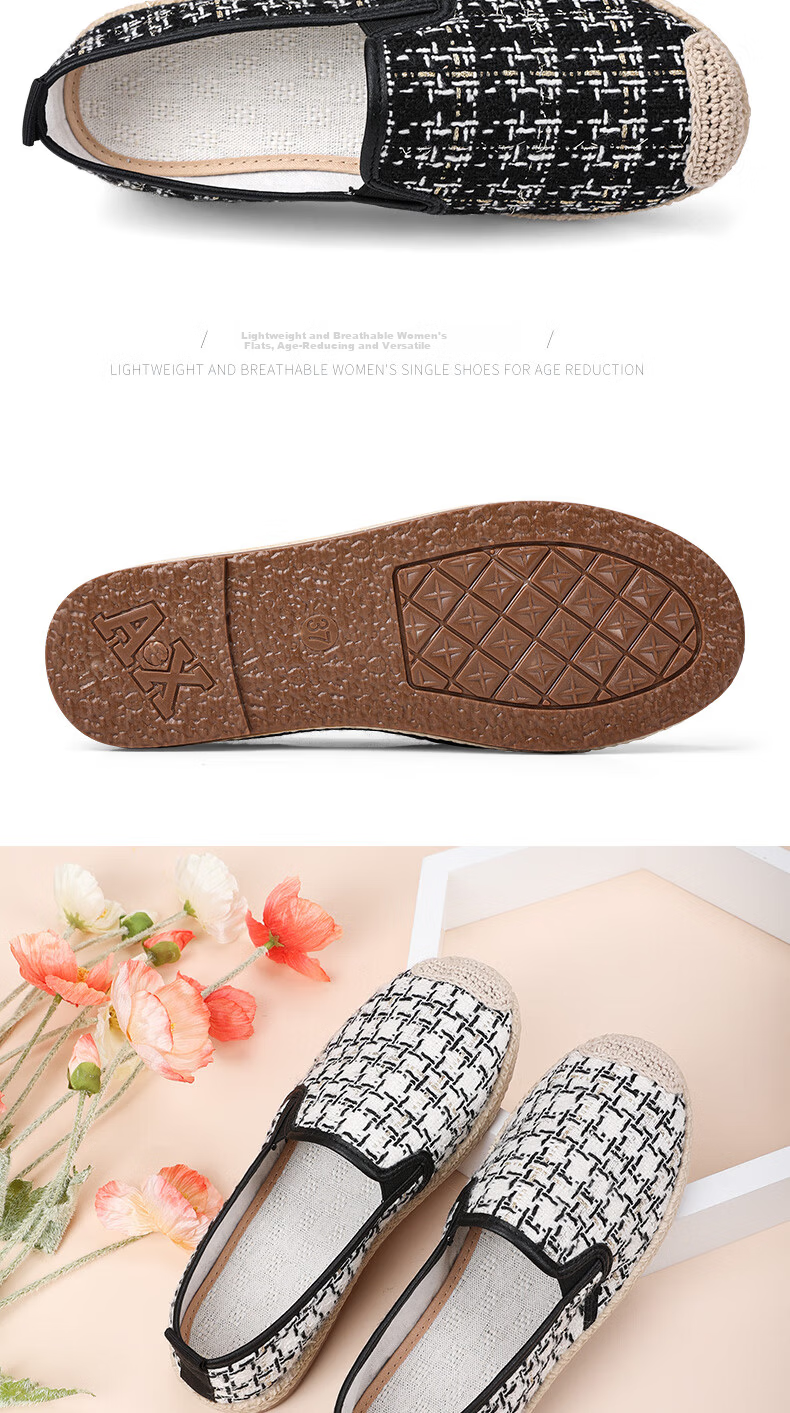 BUSHEYUAN Women's Slip-On Flat Breathable Old Beijing Cloth Shoes for Middle-Aged and Elderly Moms 430-7080 Black Size 36 12