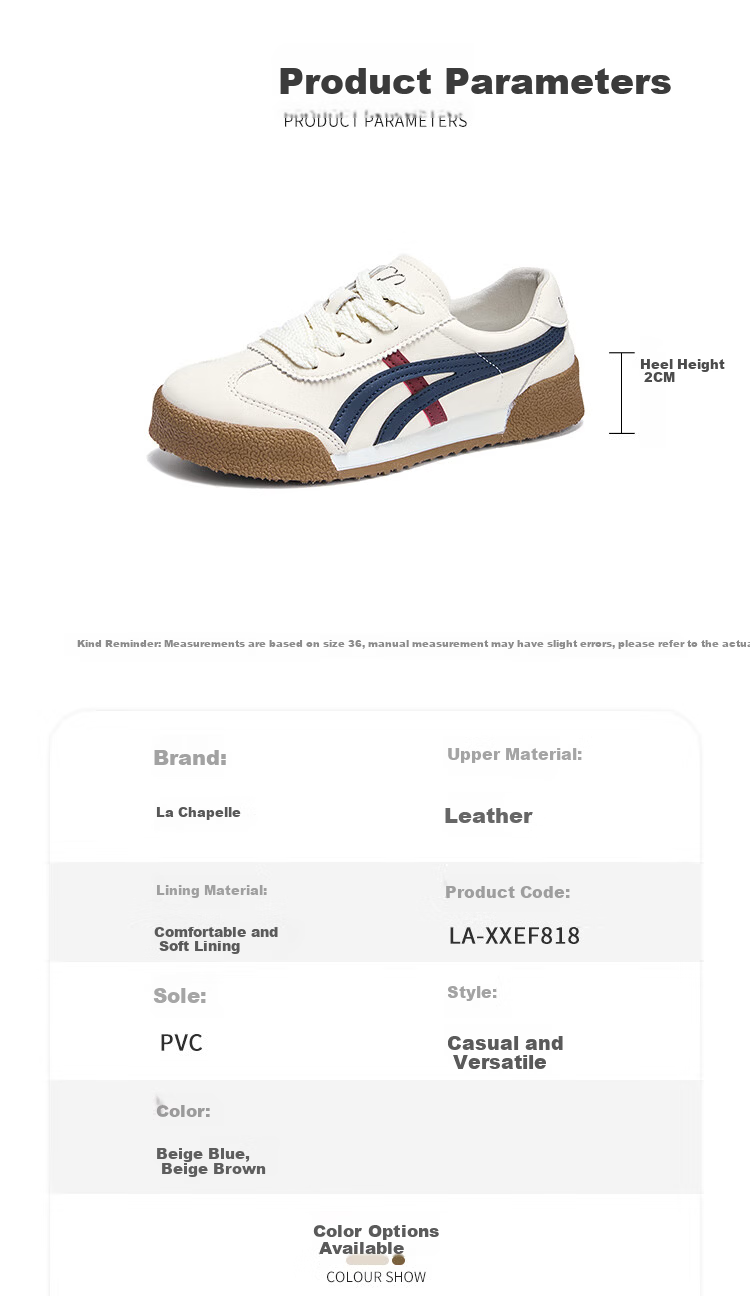 LA CHAPELLE Women's Casual Retro White Soft Sole Sneakers - XXEF818 Light Blue Size 40 2