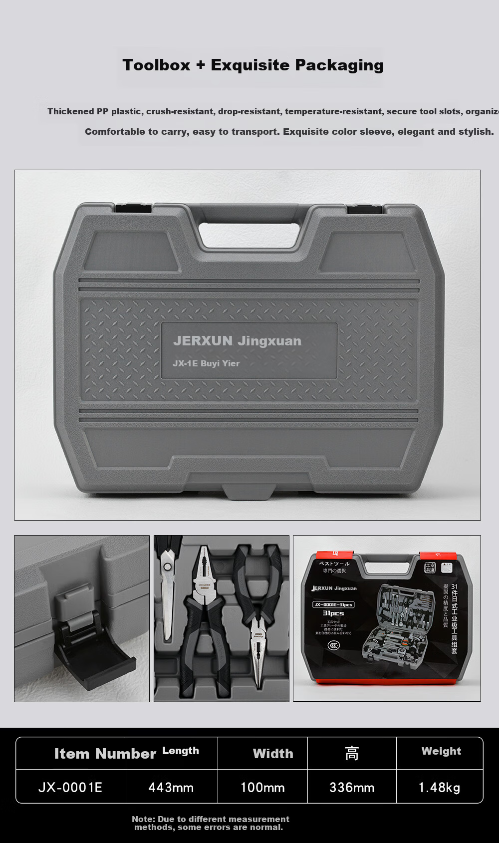 JERXUN Cordless Electric Drill Tool Kit Multifunctional Household Hardware Tool Set Woodworking Repair Combination Set 11