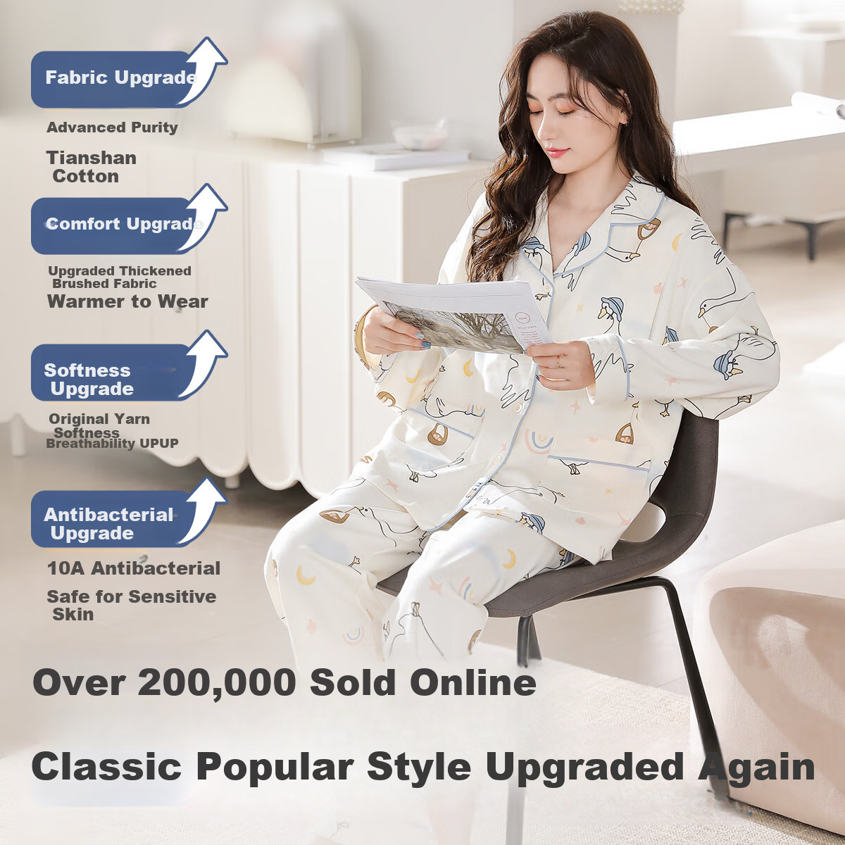 JOYNCLEON Maternity Cotton Postpartum Nursing Pajamas Antibacterial Goose Homewear L Jyz157355