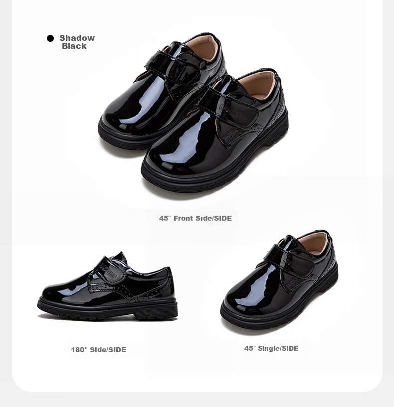 Follow Me Boys Leather Shoes Spring And Autumn Children's Soft-Soled Student Campus Performance Shoes Boys' Flats Black 32 10