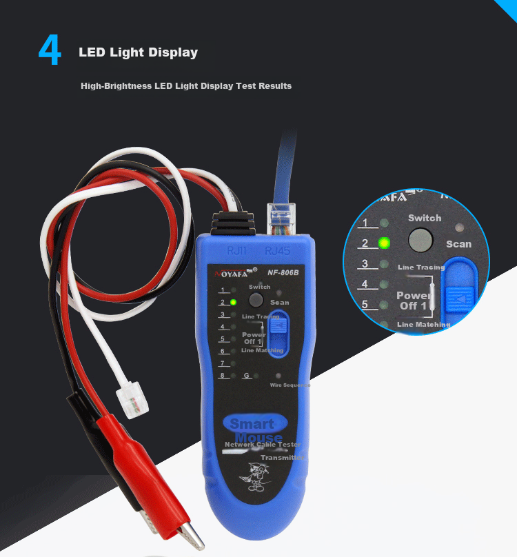 Smart Mouse NF-806R Cable Tracker Network Tester Wire Tracker Cable Tester Network Cable Locator 6