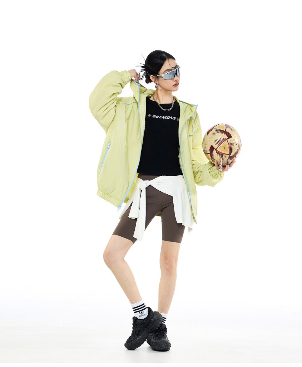 ICH MODE Colorblock Physical Sunscreen Jacket Women Spring Summer New Hooded UV Protection Coat Light Blue M 20