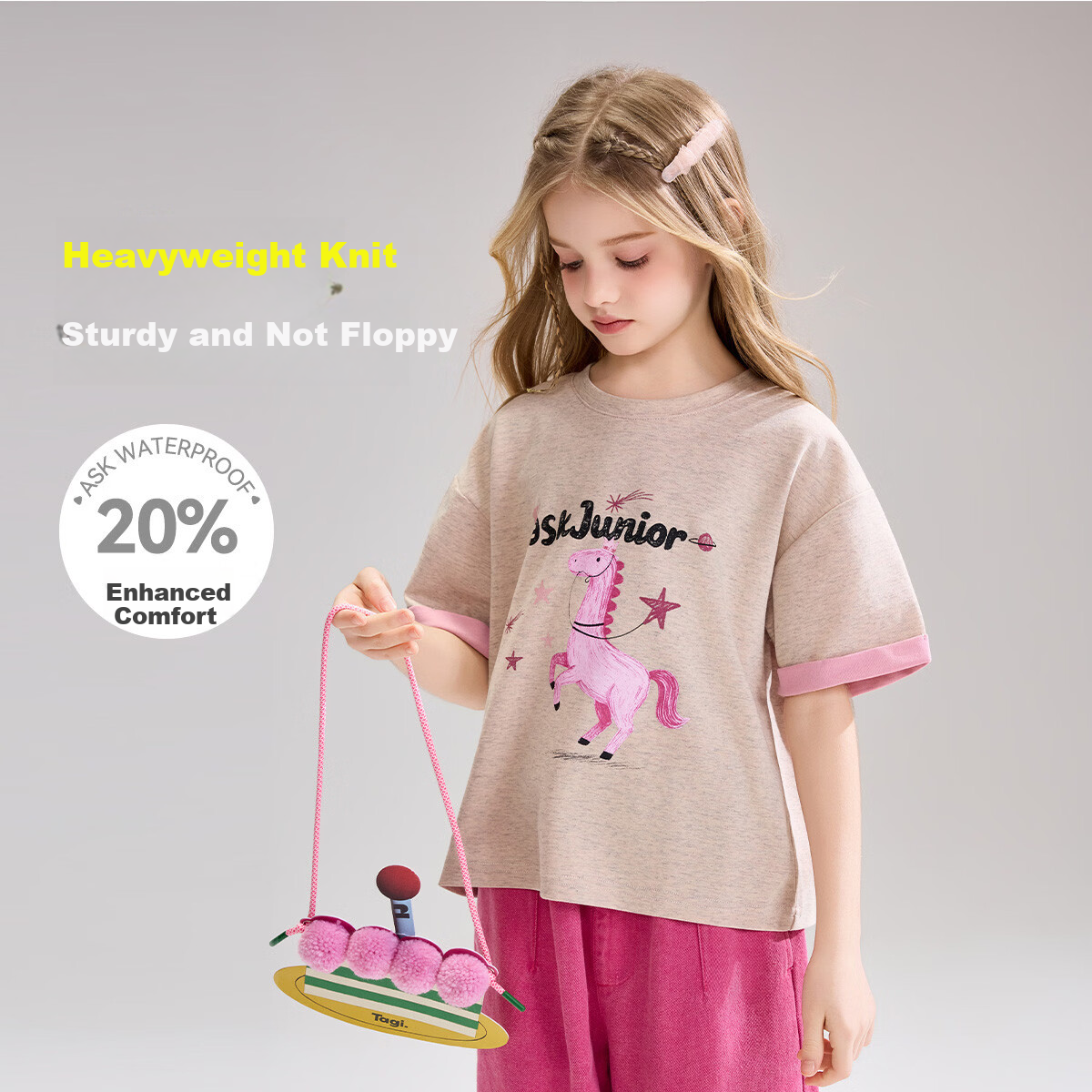 ASK JUNIOR Kids Short Sleeve T-Shirt Summer Fashion Printed Half Sleeve Base Shirt Girls Sweet Cute Top
