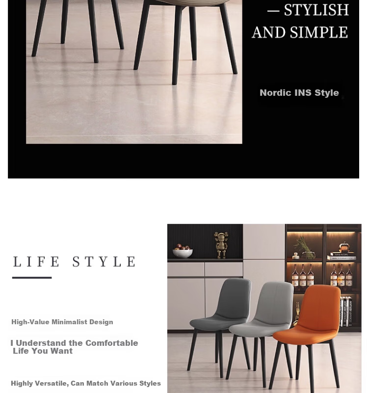 Xiangzhubian Dining Chair Home New Style Stool Backrest Chair Light Luxury Nordic High-end Restaurant Master Chair Off-white 7