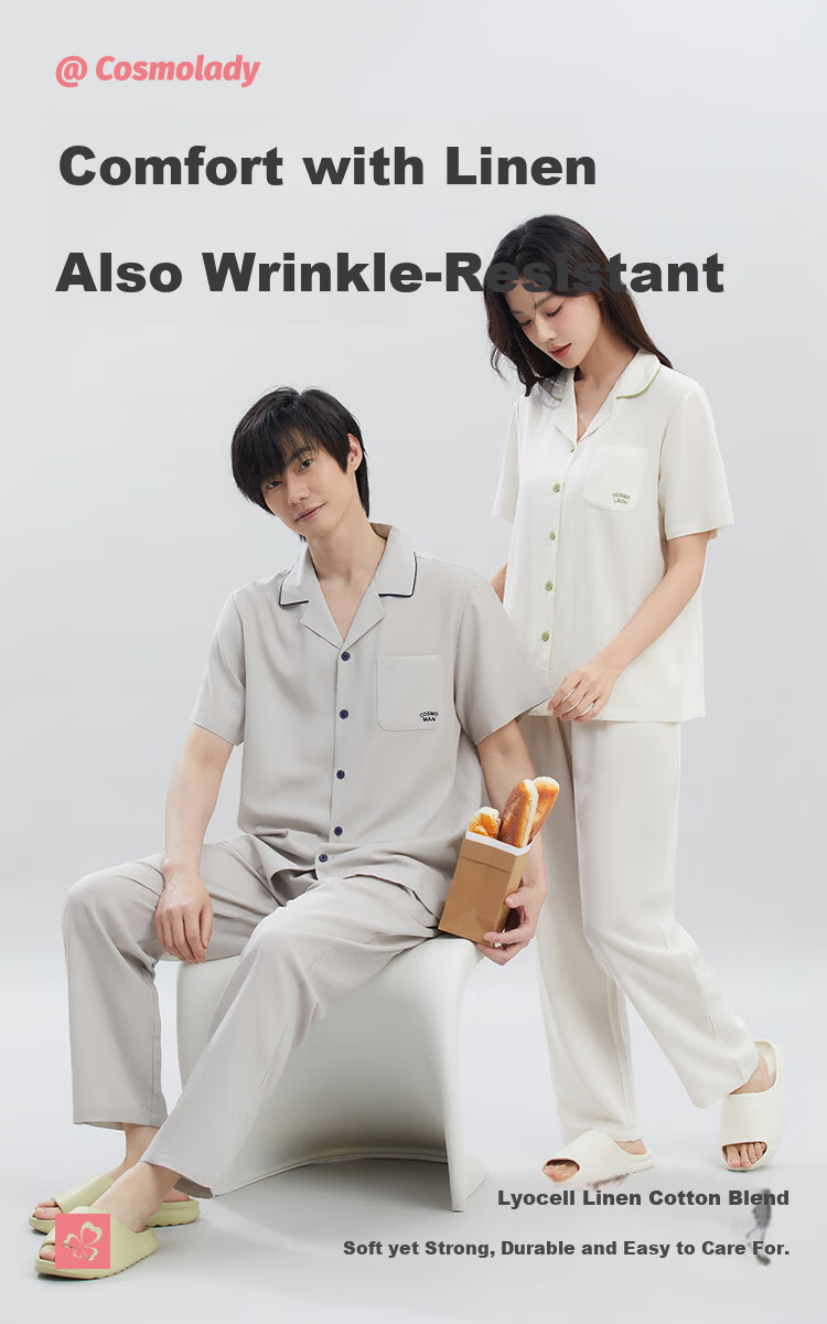 Urban Beauty Celebrity Hou Minghao Same Style Women's Spring Summer Thin Loungewear Set Lyocell Cotton Linen Homewear Gift Box 3HCA10 5