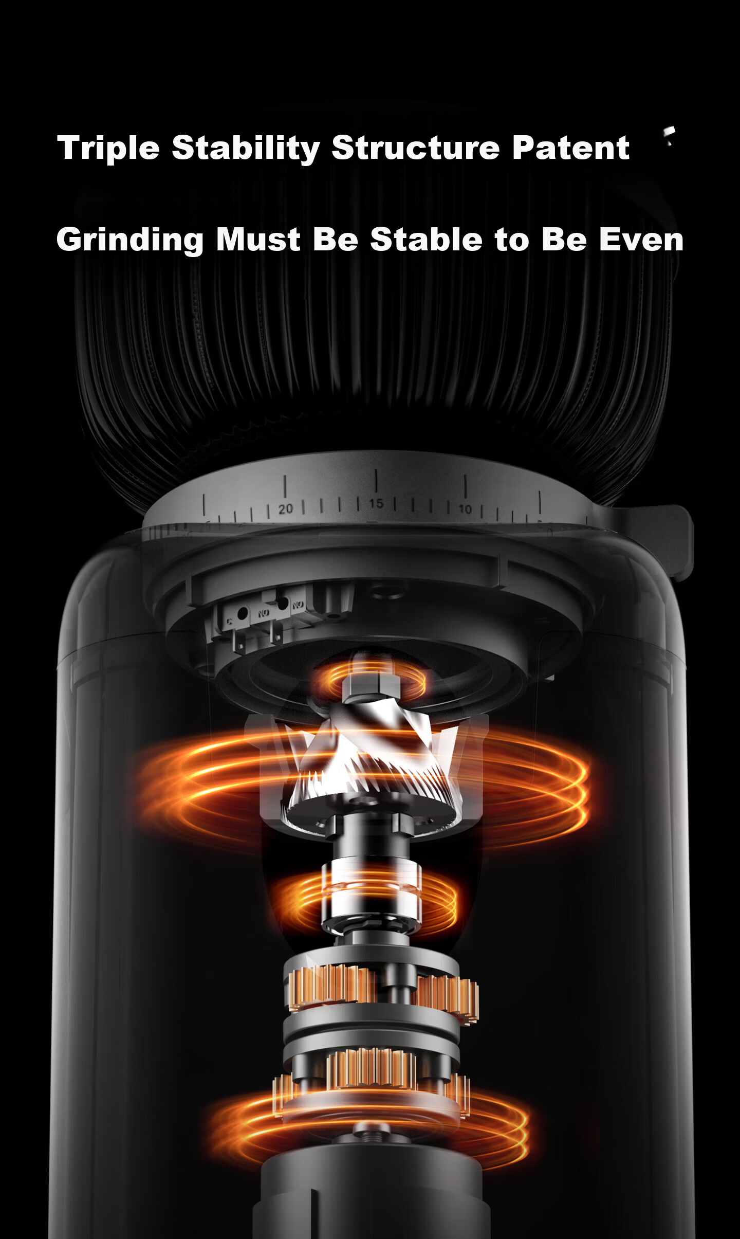 Petrus PE3788E New Home Electric Coffee Grinder, Fresh Grind Italian and American Style, Compact Espresso Grinder with 40-Level Anti-Fly Powder Adjustment 5