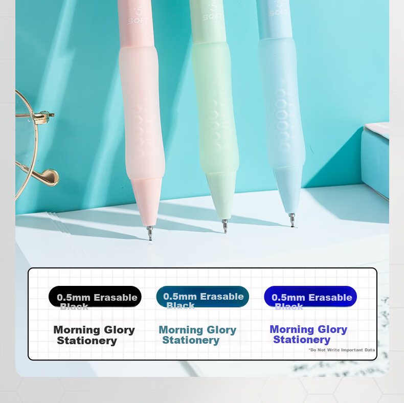 M&G Stationery Retractable Erasable Gel Pen Crystal Blue 0.5mm ST Tip Finger Guard Honeycomb Grip Anti-Slip Pen Grip for Elementary Students Handwriting Practice 2 Pieces Random AKPJ8605B2-ZZ 11