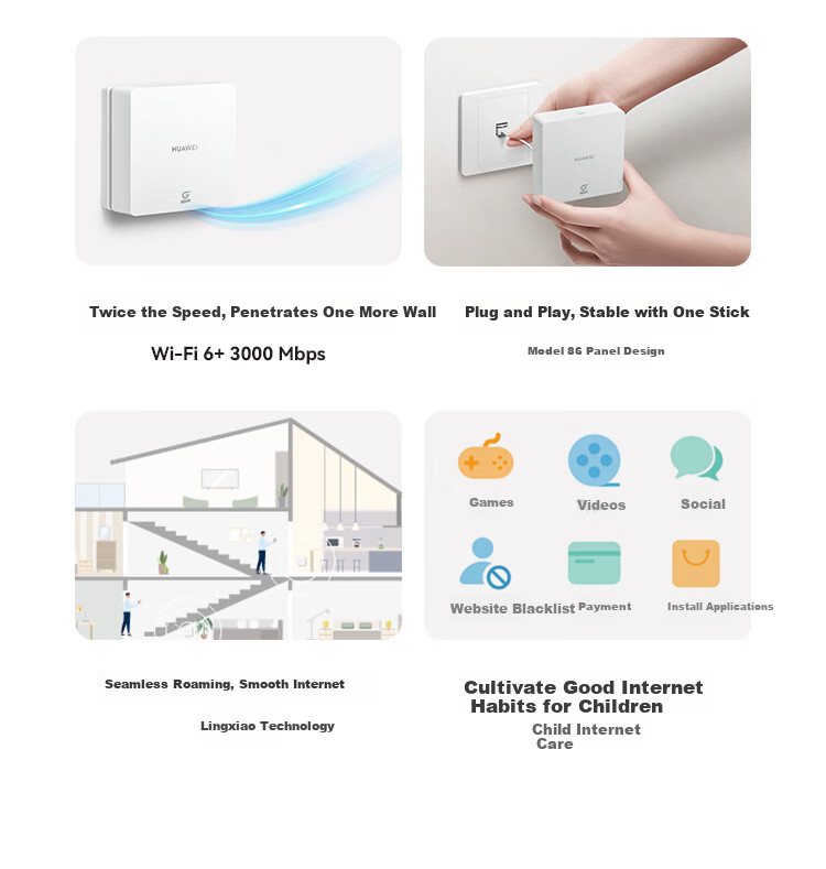 HUAWEI Lingxiao Parent-Child Router Q6 Wired Version Premium Edition (1 Parent + 3 Child Set) Whole-Home Gigabit Wired Networking WiFi6+ 4