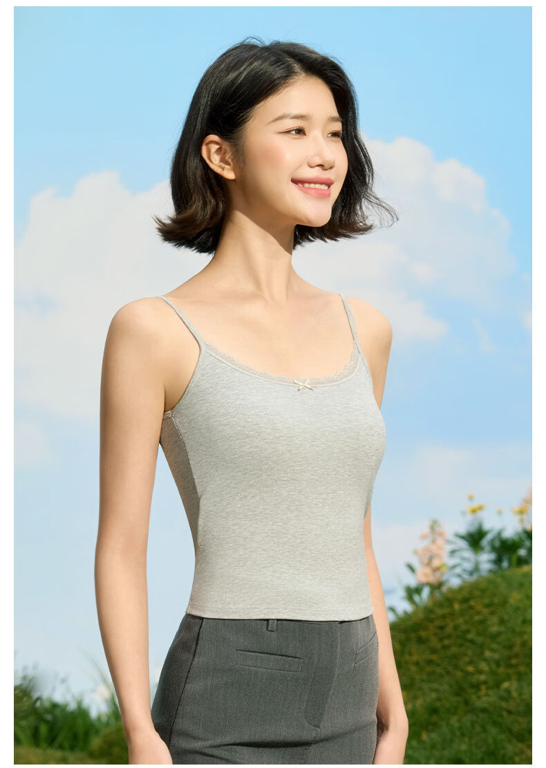 MiiOW U-Neck Lace Camisole with Built-in Bra Pad Women's Summer Sleeveless Outerwear and Innerwear Backless Underwear 5