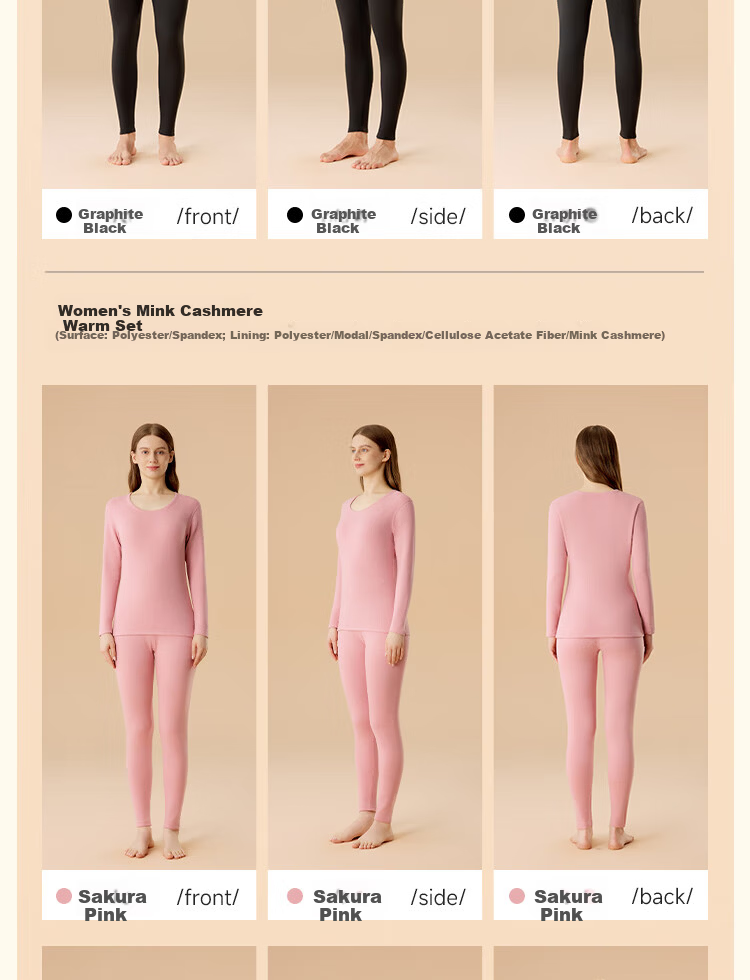MiiOW 10A Antibacterial Anti-Static Thermal Underwear Set for Women, Mink Cashmere and German Cashmere Heating Warm Pants for Men 21