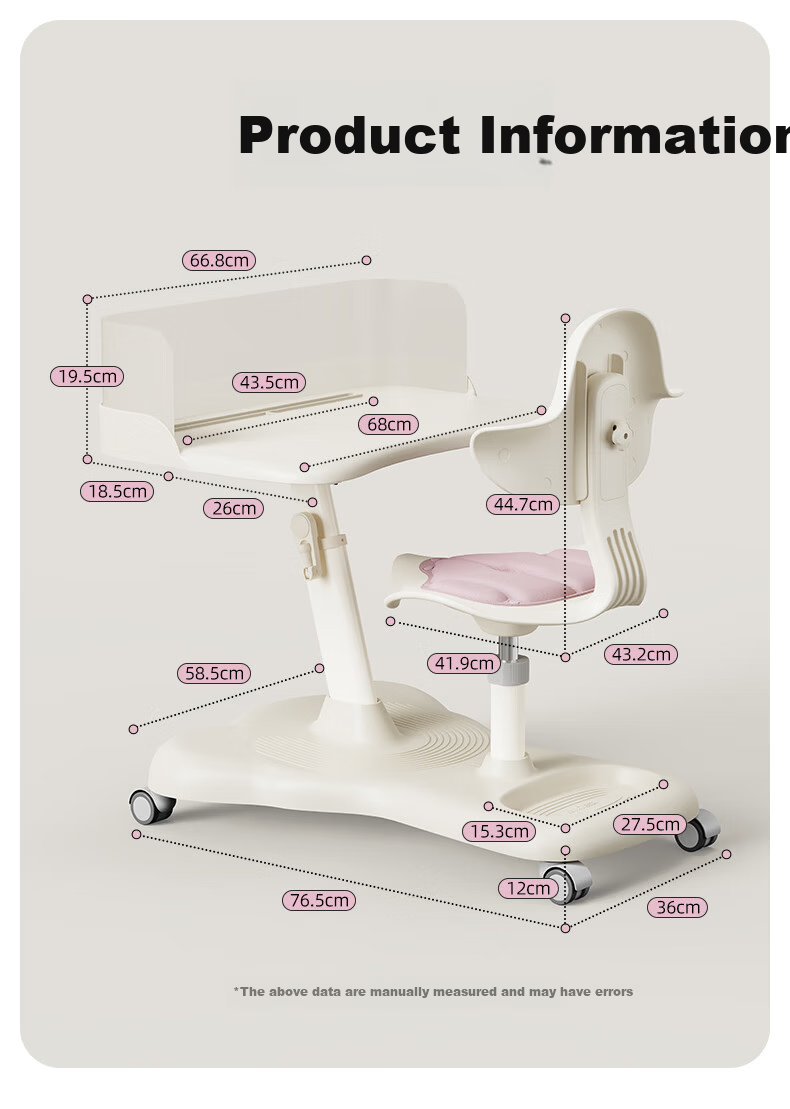 TEN-WIN Children's Adjustable Study Desk and Chair Set, Height Adjustable Writing Desk for Primary School Students, Home Study Table Z2804-5 Gray 23