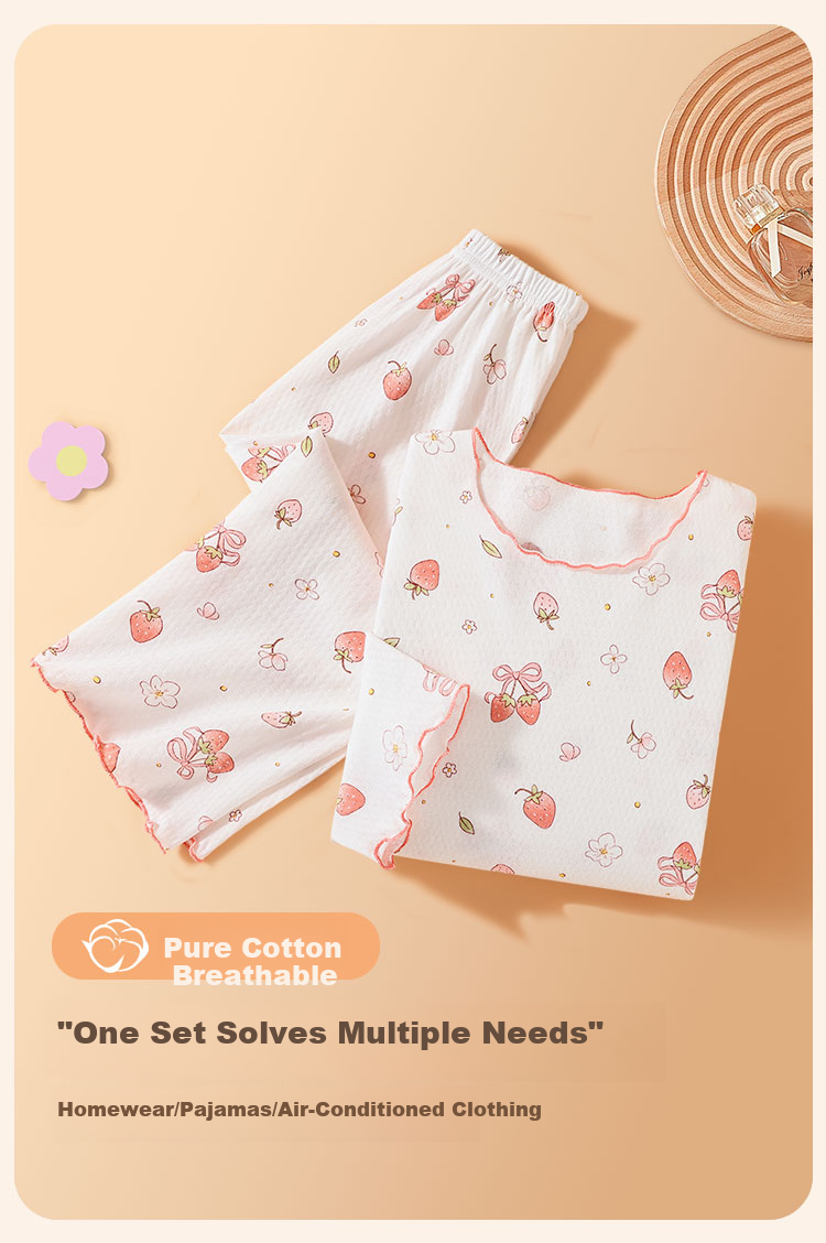 Cotton Girls' Nightgown 100% Pure Cotton Class A Big Kids Teen Summer Short Sleeve Sleepwear Homewear 9