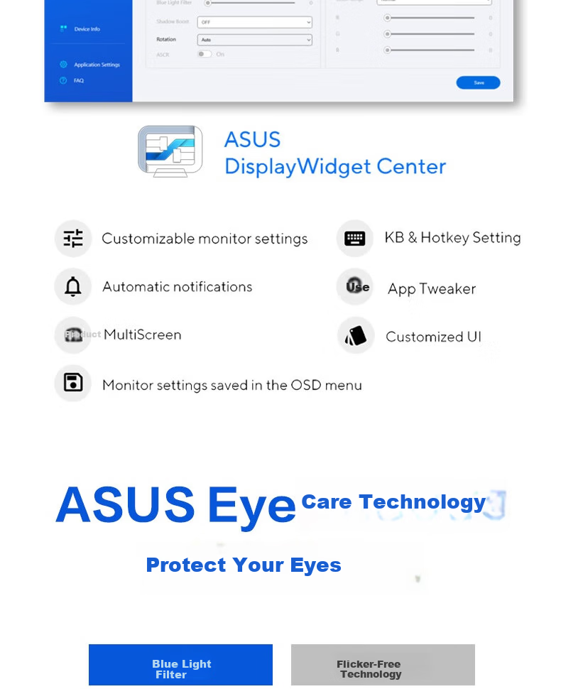 ASUS VA279HG 27-inch Eye-Care Gaming Monitor Narrow Bezel IPS 178° Wide Viewing Angle Blue Light Filter Flicker-Free VGA Wall Mount Adaptive-Sync 1ms Response 5