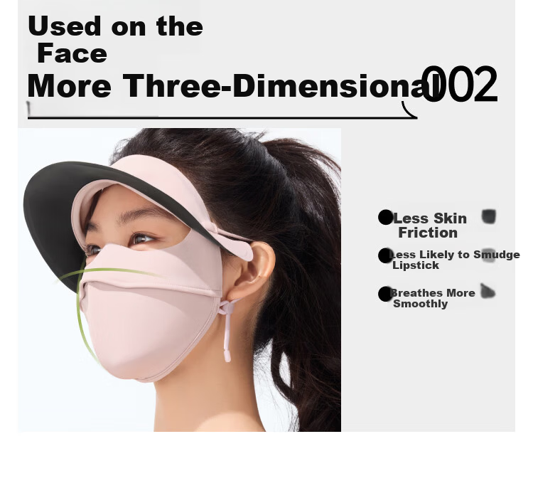 Beneunder Black Vinyl Full Face Sun Protection Mask UV Protection Face Bikini Integrated Sunshade Gray 6