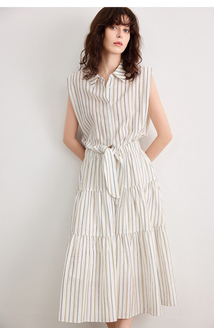 Demana "Dancing with the Wind" Summer Faux Two-Piece Sleeveless Waist-Cinching Slim A-Line Dress for Women, Mid-Length, Office Wear 17