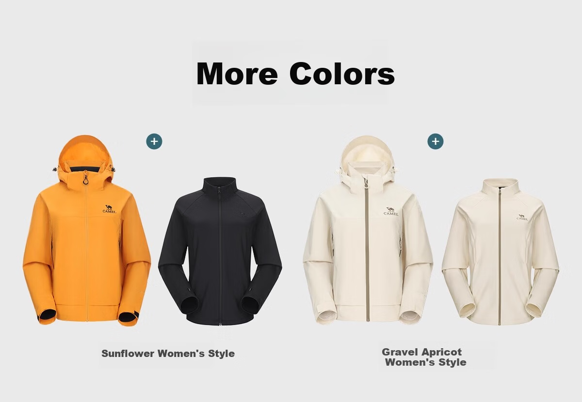 CAMEL Women's Short Outdoor Jacket 3-in-1 Fleece Liner Water-Resistant Windproof Coat 15