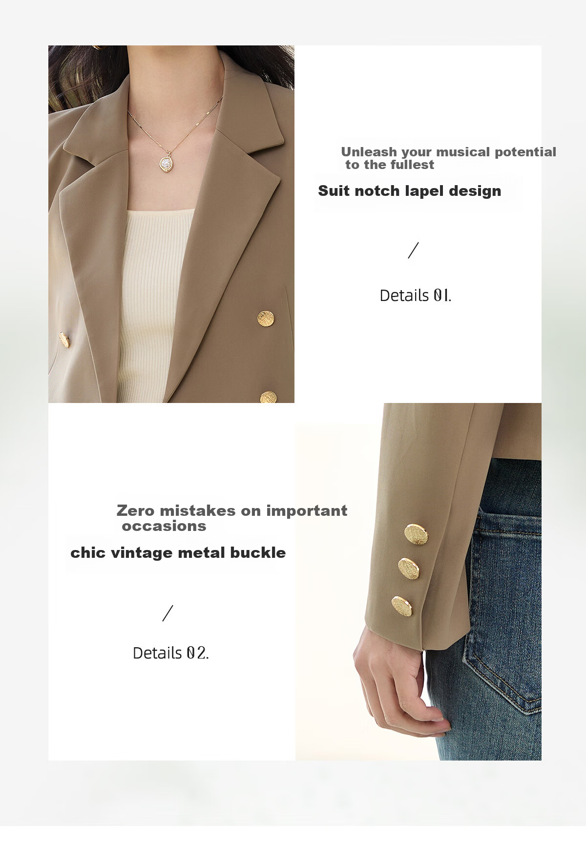 Chushen Spring and Autumn Women's Fashionable Short Casual Blazer Jacket S41U059 4