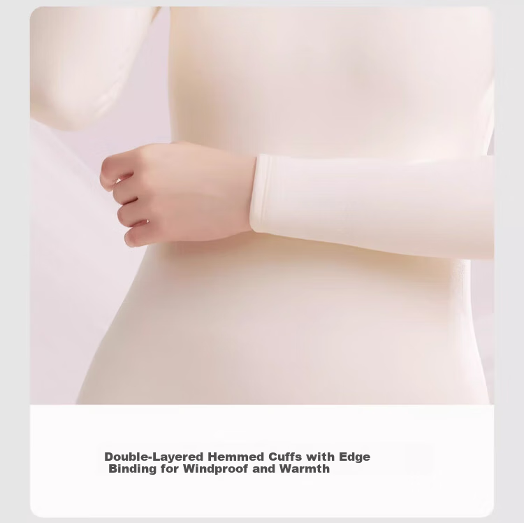 LangSha Women's Thermal Underwear Set Fleece Lined Thickened Winter Lamb Wool Heat Retaining High Neck Top and Bottom Pajamas 11