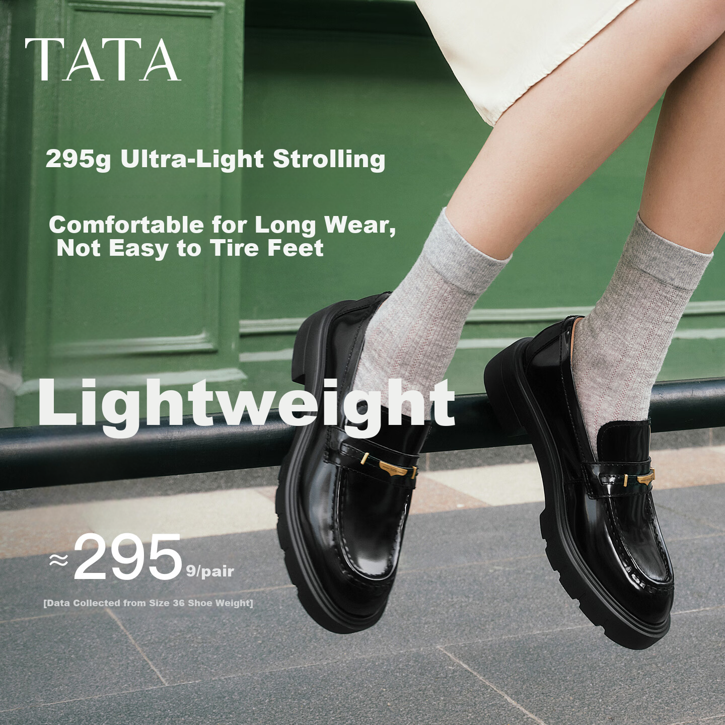 TATA Lu Yuxiao's Magic Detective Thick-Soled Loafers, British Style Genuine Leather Shoes, Black, Size 38