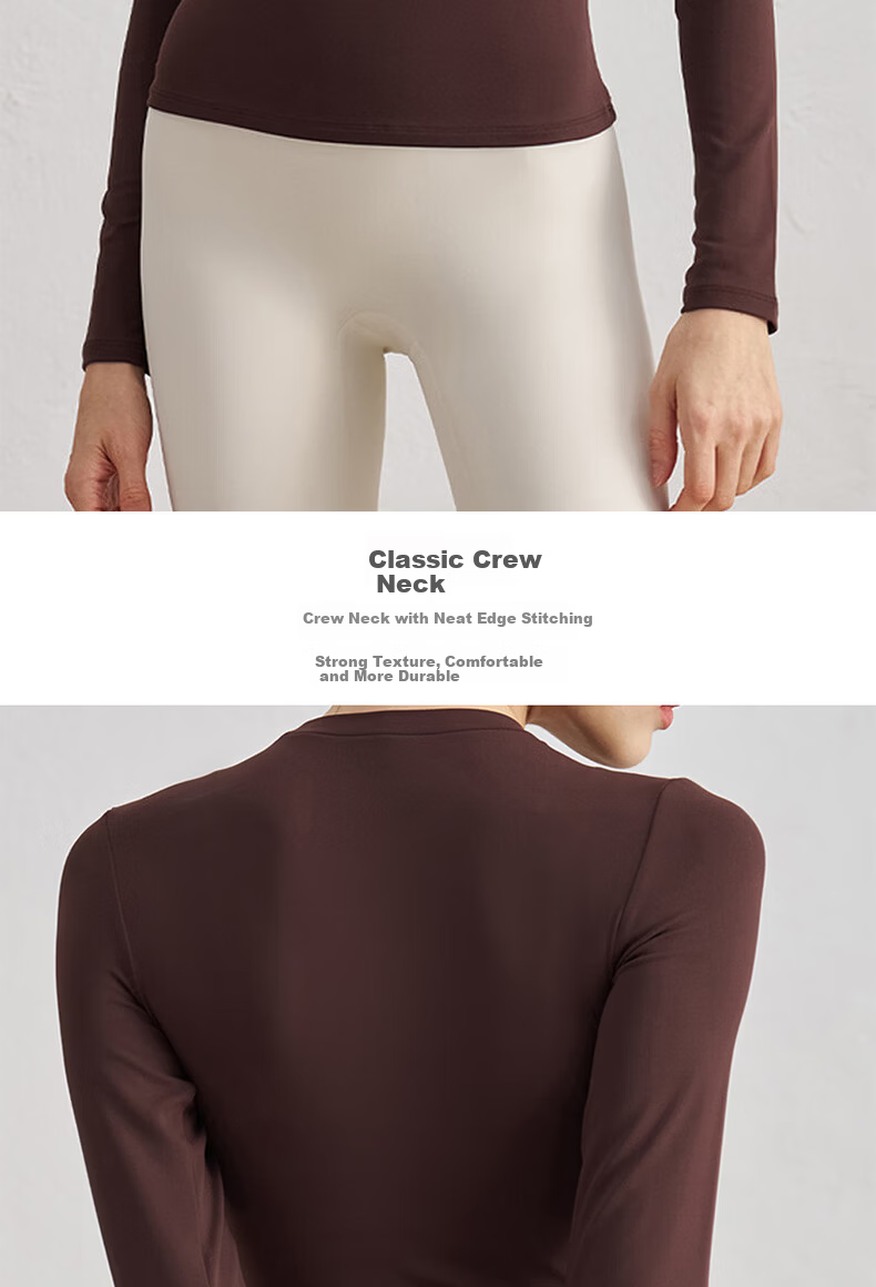 LangSha Women's Long Sleeve Round Neck Slim Fit Knit Top Autumn Winter Base Layer Shirt 3