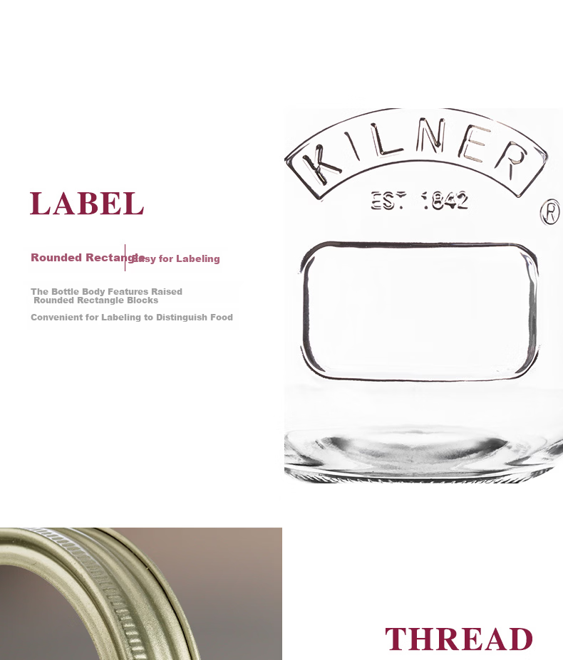 Kilner Glass Airtight Jar Food Grade Tea Canister Vacuum Storage Jar Pickle Jar Jam Honey Dispenser Bottle 1000ml 12