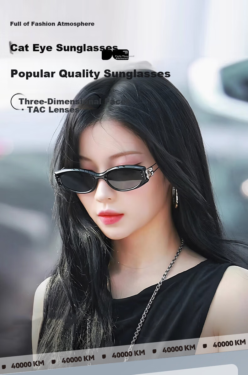 40,000 Kilometers 2025 New GM Cat Eye Sunglasses Women High-End Kunst Prescription Polarized UV Protection Driving Sunglasses Men 1