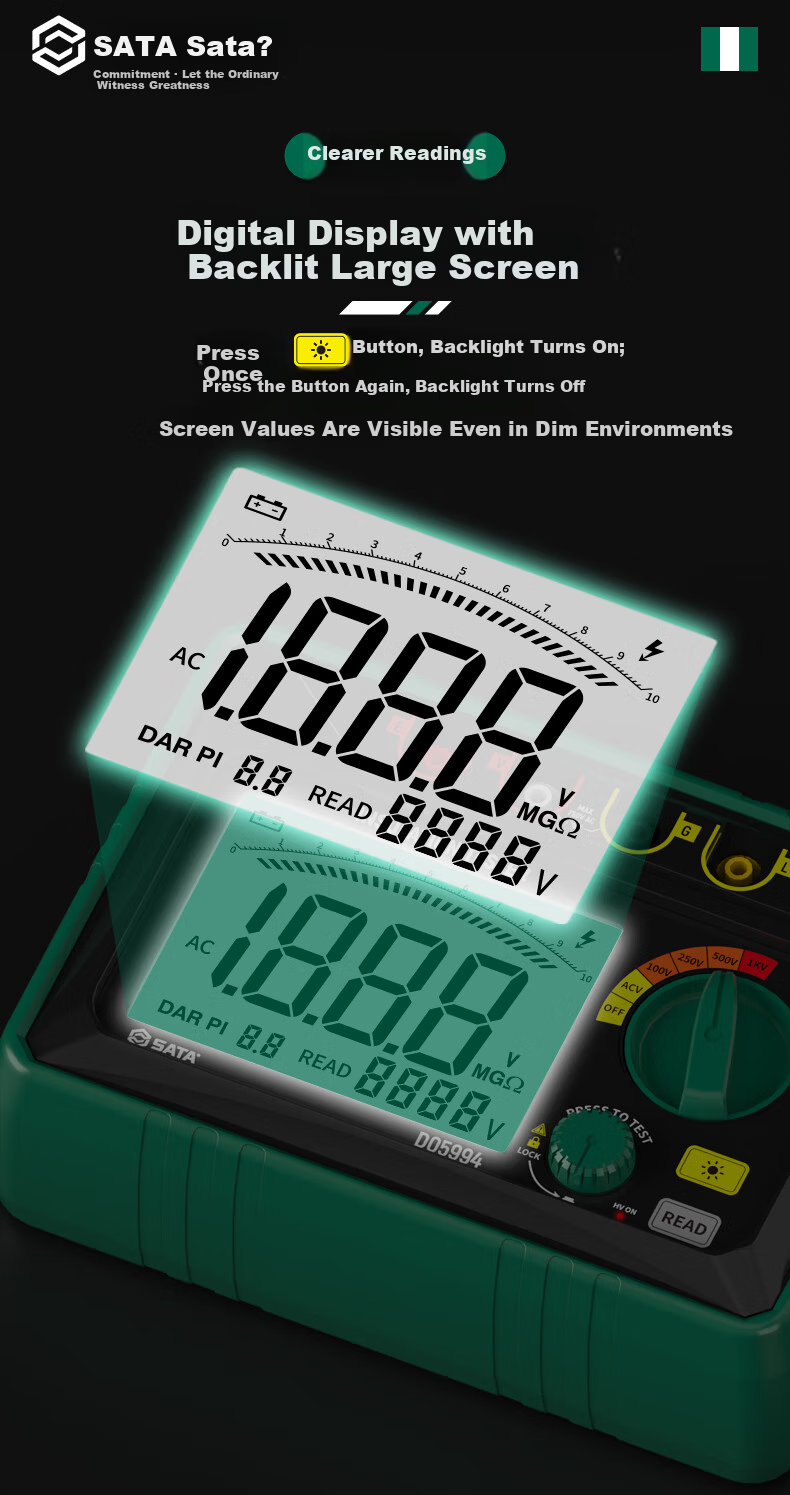 SATA Insulation Resistance Tester Digital Electronic Megohmmeter High Voltage 1000V Leakage Meter D05994 8