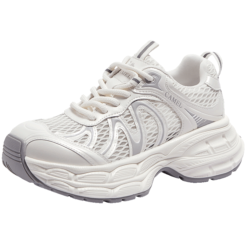 CAMEL Silver Moon 2nd Generation Women's Breathable Height-Increasing Casual Dad Sneakers L25A283148W Pearl White (Breathable Mesh) Size 37