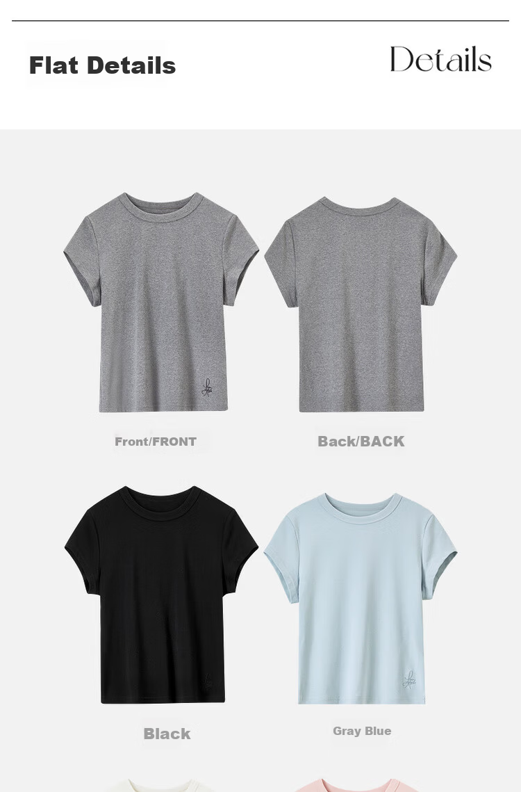 Sentubila Minimalist Commuter Short Sleeve T-Shirt Women Spring Slim Fit Knit Shirt Crop Top Dark Heather Gray XL 27