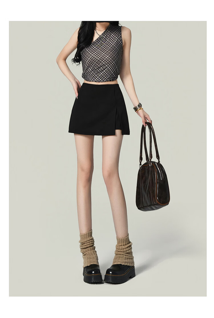Free Style American A-Line Slit Blazer Skirt for Women 2026 Summer New Retro High Waist Anti-Exposure Bodycon Mini Skirt 19