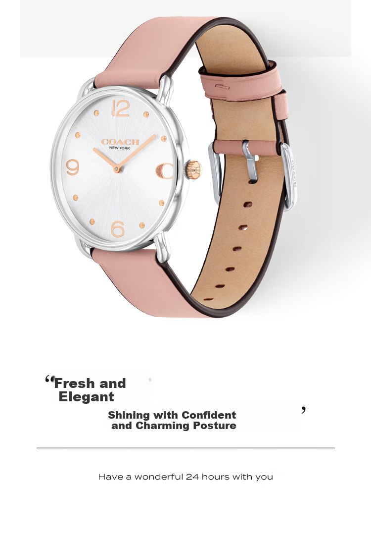 COACH ELLIOT Series Leather Strap Quartz Women's Watch 14504200 Gift 3