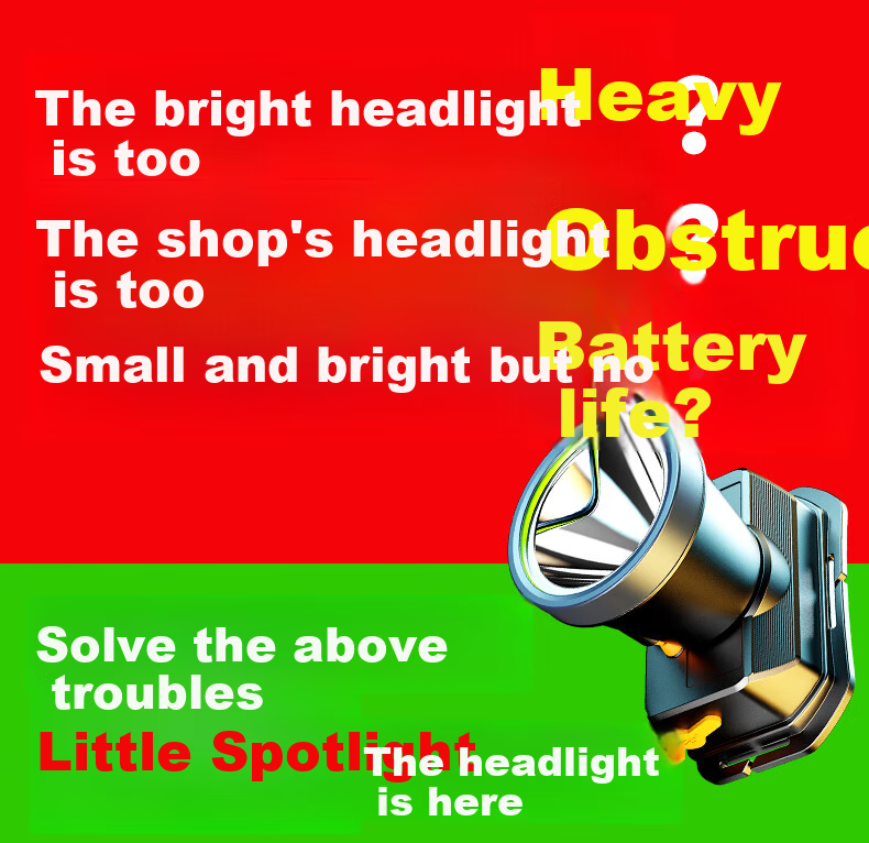 Bright General Rechargeable High-Power Small Headlamp Ultra-Bright Head-Worn Flashlight Outdoor Lighting Long Battery Life Mining Lamp for Beachcombing 1