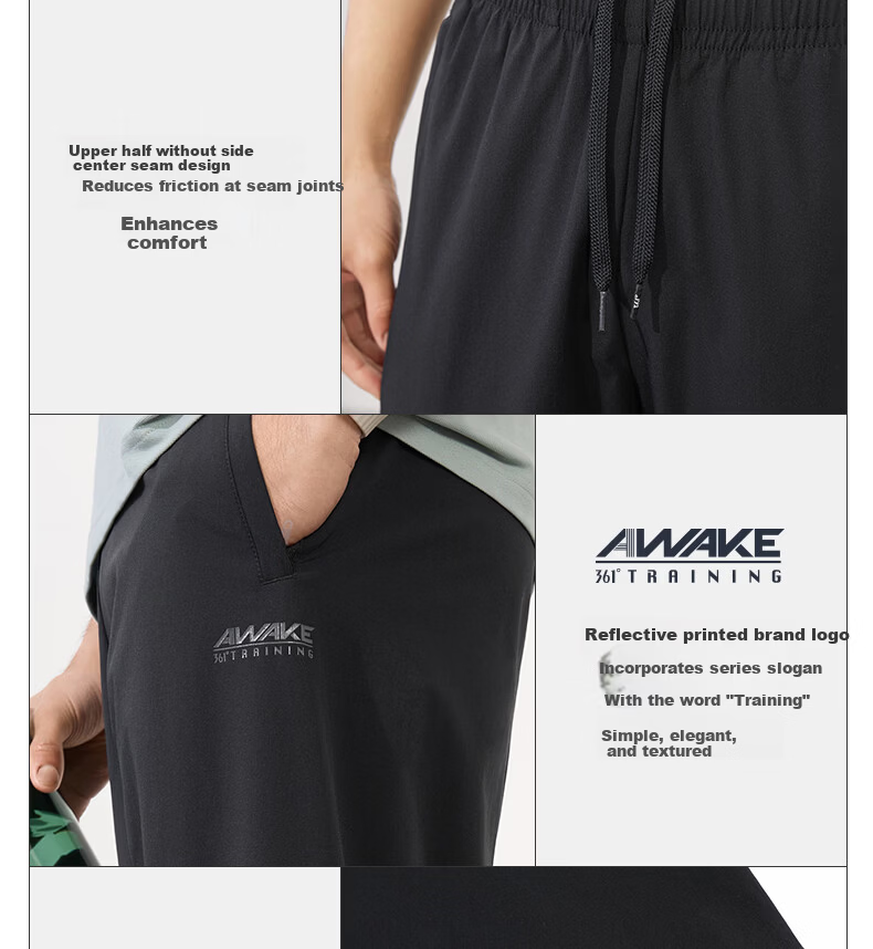 361° Men's Spring Summer Sun Protection Casual Sports Pants Running Loose Fitness Straight-leg Cropped Pants 652624713H-2 53