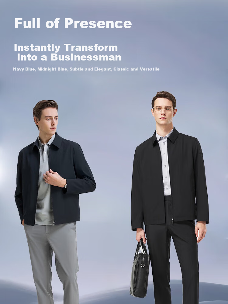 YOUNGOR Business Commuter Spring New Men's Polo Collar Durable Double-Layer Stretch Executive Jacket 424965F 9