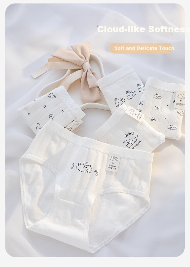 Yunxiangyi Girls' Underwear 5-Pack 100% Cotton Antibacterial Kids' Underwear All-Season Skin-Friendly XL Size 5