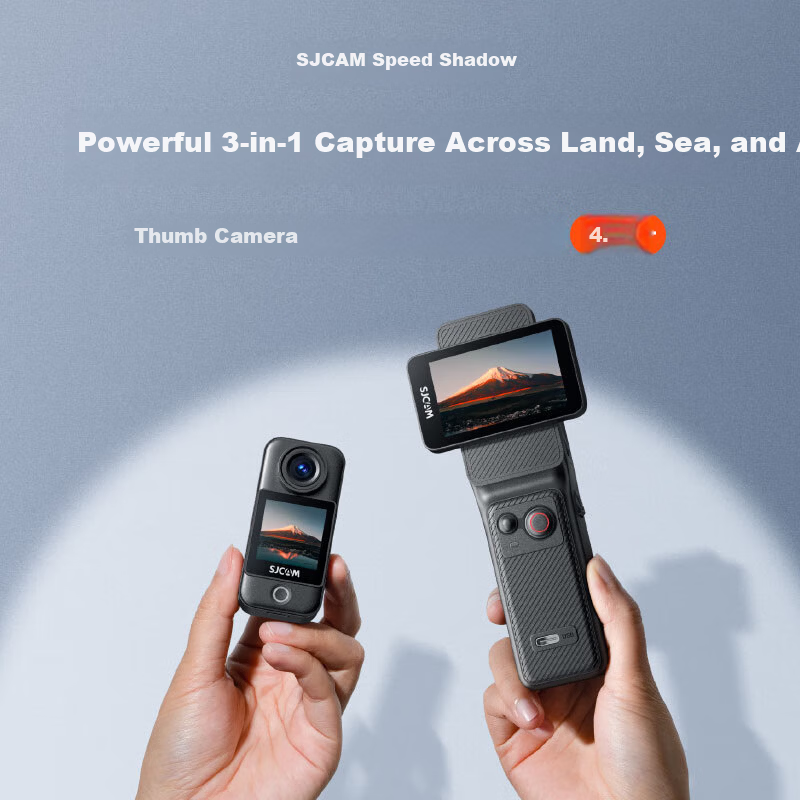SJCAM Speed Shadow C400 Extended Battery Handheld Horizon Stabilized Thumb Magnetic Portable Neck-hanging Outdoor Sports Camera for Fishing Motorcycle Riding Vlog Camcorder 32GB