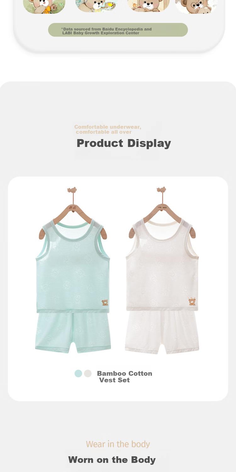 Labi Baby Children's Outfit Set 2022, Boys And Girls Baby Vest Shorts Two-Piece Set, Light Green 073 6
