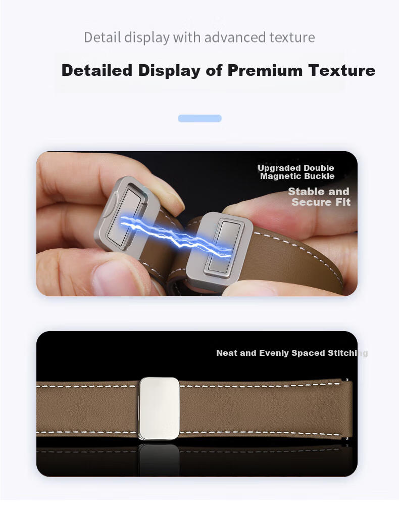 IM-CHEN Napa Calf Leather Watch Strap for Huawei GT6/Watch5/GT5/4/3/2/Pro/Oppo Watch4 Pro 22MM Brown 9