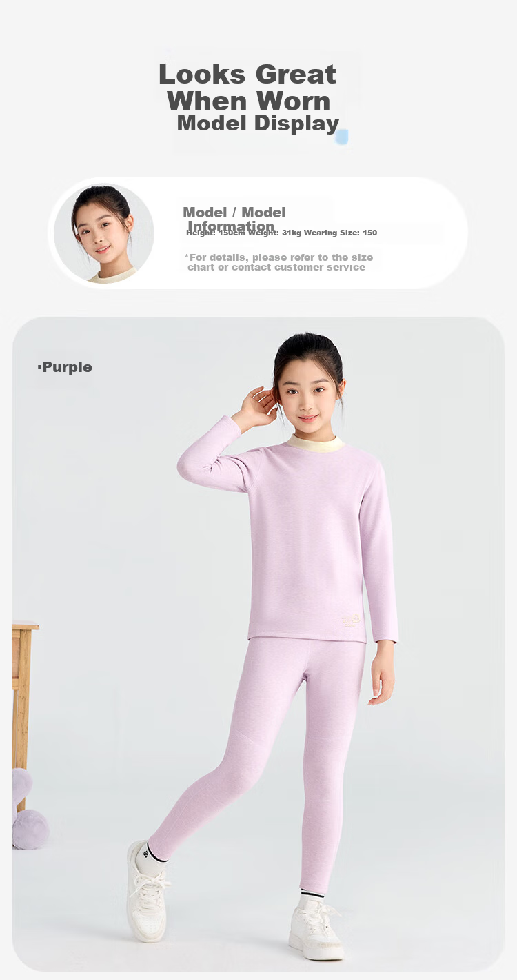 Jiusuibian Cotton Wool Children's Thermal Underwear Girls Autumn Winter Fleece Thickened High Waist Turtleneck Cotton Wool Shirt and Pants Set 13