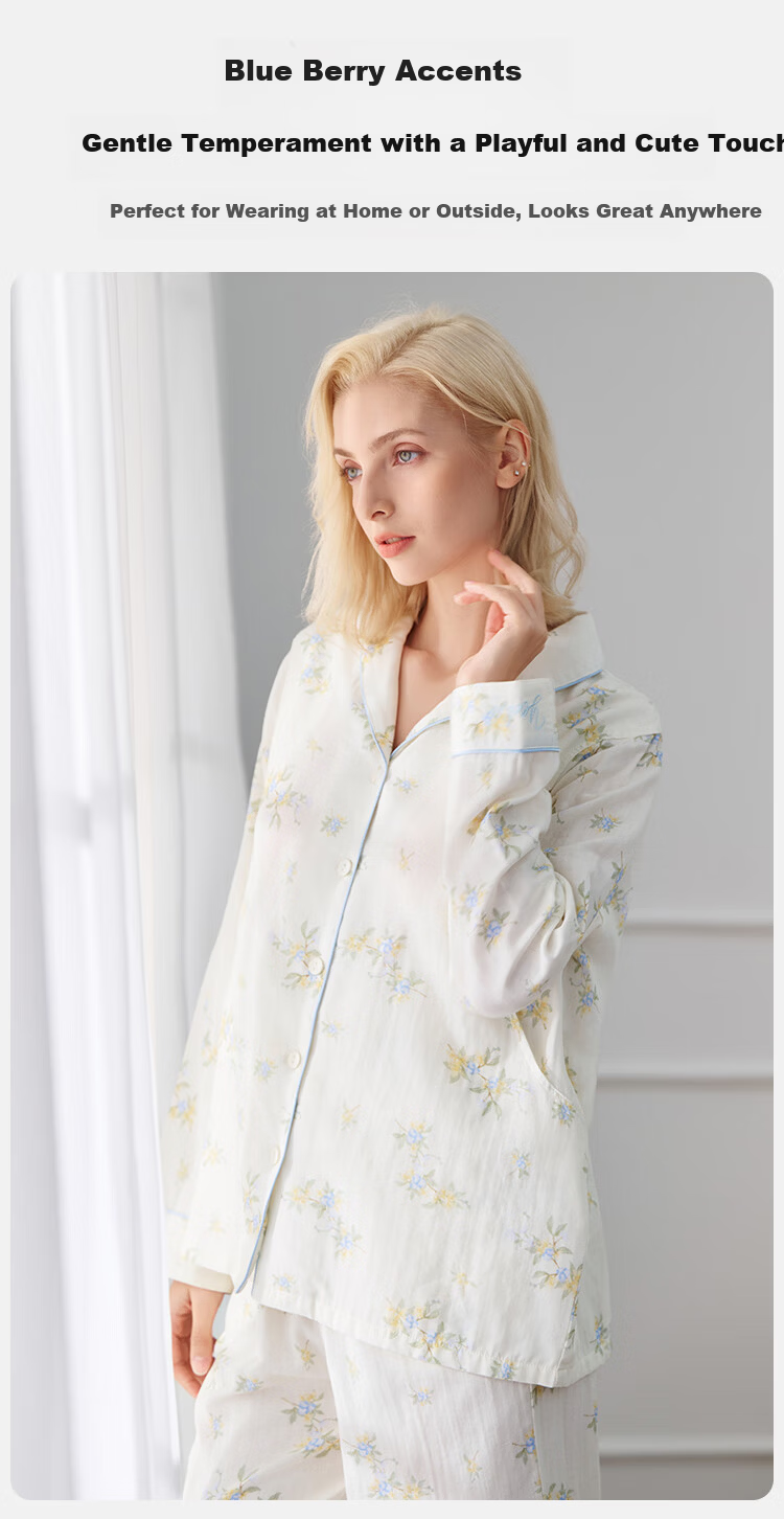 Ying's Maternity Postpartum Set Autumn New 10A Antibacterial Double-Layer Cotton Gauze Nursing Pajamas Homewear Set Pink L 10