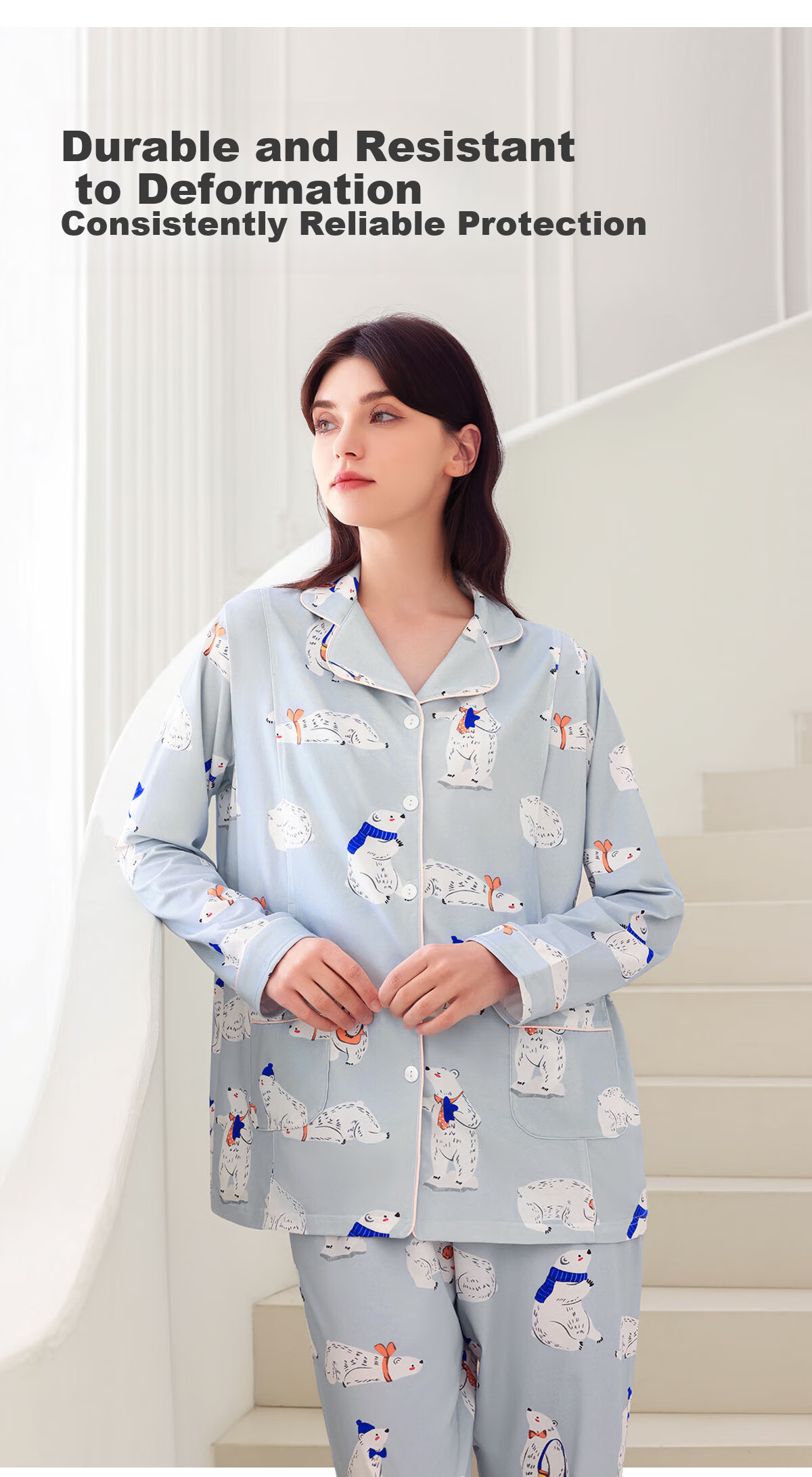 JOYNCLEON Postpartum Maternity Pajamas Women Tianshan Cotton Spring Summer Nursing Homewear XL Jyz179431 9