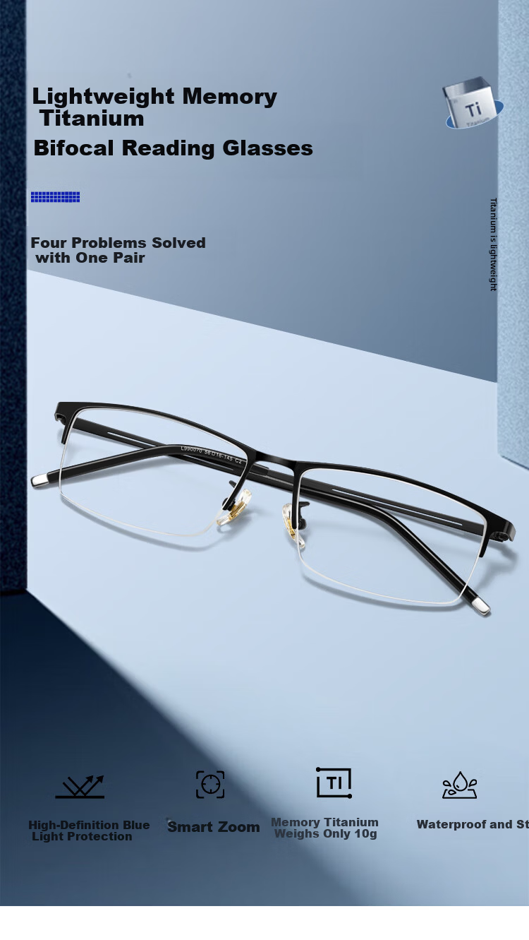 CAPONI Japanese Imported Titanium Men’s Smart Zoom Multifocal Reading Glasses Genuine Driving and Walking Use 2