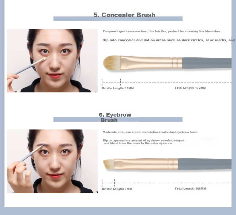 Huayang Makeup Brush Set of 14 Pieces, Cangzhou Makeup Brushes, Eyeshadow Brushes, Blush Brushes, Powder Brushes, Contour Brushes for May Day Outings 19